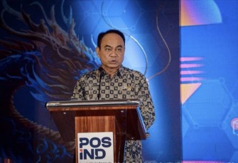 Menkominfo Budi Arie Setiadi dalam acara Pos Ind Day: Leading to Logistic Government di Menara Danareksa, Jakarta Pusat, Rabu (07/02/2024) malam.
