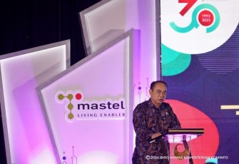 Menkominfo Budi Arie Setiadi saat menghadiri Peringatan HUT ke-30 Masyarakat Telekomunikasi di Jakarta Selatan, Kamis (11/01/2024).