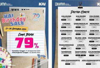 Dalam Rangka Memperingati HUT ke-79 PT KAI Memberikan Diskon 79 % untuk 14 Kereta