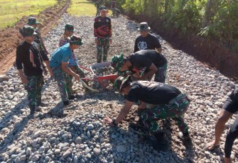 Jalan desa Panaikang dalam program TMMD ke 119 Kodim Gowa 
