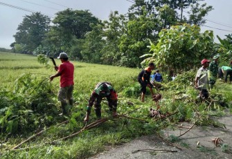 Pembersihan ranting pohon di wilayah desa binaan 