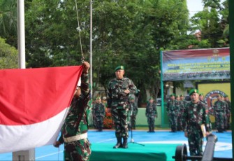 Upacara bendera prajurit Kodim 1001/HSU-BLG 