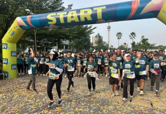 Kegiatan Ngobrolin HVP 5K Fun Run di Senayan Park Jakarta, Minggu (10/11)