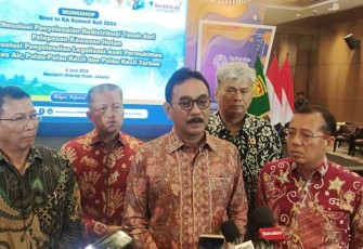 Dirjen Penataan Agraria Dalu Agung Darmawan saat kegiatan Workshop II Road to Reforma Agraria Summit Bali 2024, di Mandarin Oriental, Jakarta, Senin (4/6/2024).