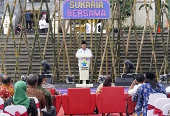 Walikota Blitar Santoso Saat Sampaikan Sambutan di Acara Bung Karno Expo Sukaria Bersama