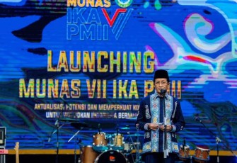 Menag Nasaruddin Umar saat membuka Munas IKA PMII di Jakarta, Sabtu (18/1)