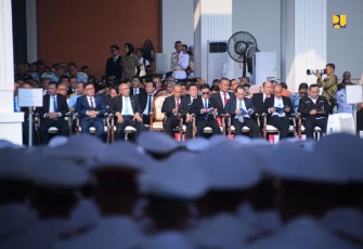Menteri Pekerjaan Umum Dody Hanggodo menghadiri Peresmian Kampus Bhinneka Tunggal Ika, Universitas Pertahanan di Sentul, Kabupaten Bogor, Jawa Barat, Rabu (11/6/2025).