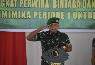 Dandim 1710/Mimika Pimpin Acara Korps Raport Kenaikan Pangkat Prajurit Kodim 1710/Mimika