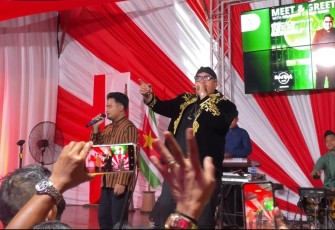 Kementerian Ekonomi Kreatif/Badan Ekonomi Kreatif memfasilitasi Ndarboy Genk dan Fauzi Haidi untuk tampil di Festival Indofair 2025 di Suriname, Paramaribo, Sabtu (29/11/2025).