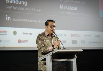 Menekraf Teuku Riefky yakini Festival Sinema Australia Indonesia (FSAI) jadi wadah kolaborasi budaya dan dorong kemajuan industri film nasional, CGV Pacific Place, Jakarta, Jumat (9/5/2025)