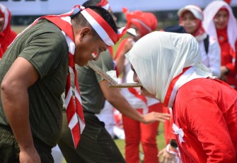 Semarak lomba kemerdekaan di lapangan Brawijaya Rampal, Malang, Rabu (13/8)