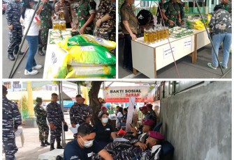 Dandim 1310/Bitung saat memimpin gerakan pangan murah dan Bhakti sosial donor darah di Makoramil 1310-01/Bitung