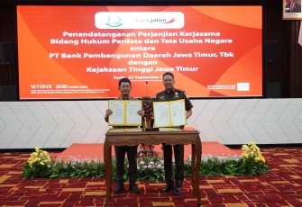 Perkuat Perlindungan Hukum Perdata dan TUN, Bank Jatim dan Kejati Jatim Tandatangani PKS