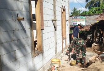 Pengerjaan rutilahu TMMD Kodim Pacitan di desa Petungsinaran 