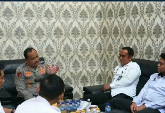 Kapolres Langkat AKBP David saat menerima audiensi Karutan Pangkalan Brandan 