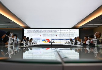 Pertemuan Menteri Perhubungan Dudy Purwagandhi dan Menteri Komunikasi dan Digital Meutya Hafid di Kantor Kementerian Komunikasi dan Digital (Kemkomdigi), Jakarta, Rabu (5/2).