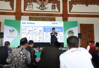 Menteri Sosial Saifullah Yusuf (Gus Ipul) dalam dialog bersama pilar-pilar sosial se-Karesidenan Madiun di Pendopo Ronggo Djoemono, Kabupaten Madiun, Jawa Timur. Sebanyak 457 pilar sosial dari Madiun, Magetan, dan Ngawi hadir menyimak arahan tersebut