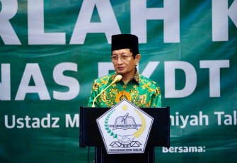 Menteri Agama Nasaruddin Umar saat menghadiri Hari Lahir (Harlah) ke-13 dan Rapat Pimpinan Nasional (Rapimnas) Dewan Pengurus Pusat Forum Komunikasi Diniyah Takmiliyah (DPP FKDT) Tahun 2025, di Jakarta, Sabtu (19/07/2025).