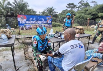 POB Komanda Satgas INDORDB XXXIX-G MONUSCO saat Kampanye Kesehatan di Desa Sokotano, Republik Demokratik Congo, Selasa (18/11/2025).