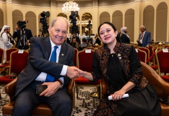 Puan Maharani saat bertemu Ketua Parlemen Palestina, Rawhi Fattouh.