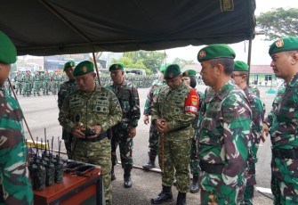 Danrem 041/Gamas saat mengecek dan memastikan sejauh mana kesiapan serta kesiapsiagaan Satuan Korem 041/Gamas dalam menghadapi bencana alam, baik dari segi personel maupun materiil.