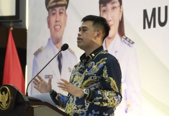 Mas Ibbin Saat Berikan Sambutan Pengarahan di Acara Musrenbang RPJMD Kota Blitar Tahun 2025-2029, Jumat (2/5/2025). Foto : Prokopim Pemkot Blitar
