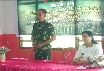 Pabung Bitung Minut Mayor Inf Saul Malangkas saat memberikan pemaparan materi