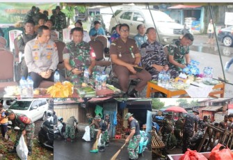 Kegiatan karya bakti kodim 1310/Bitung bersama unsur Forkompinda dan pemerintah Kota Bitung