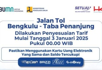 Tarif Baru Tol Bengkulu-Taba Penanjung