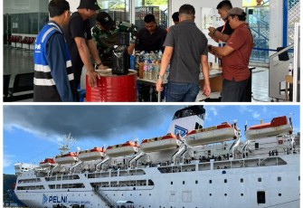 Pelni Bitung bersama Petugas gabungan saat mengamankan minuman keras jenis cap tikus