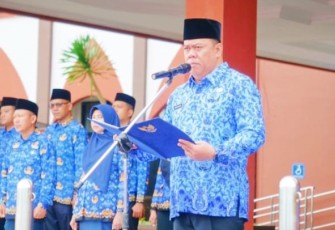 Sekretaris Daerah Kabupaten Bintan Ronny Kartika yang bertindak sebagai Pembina Upacara