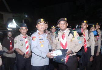Kapolres Inhil saat Lepas Kontingen Ikuti Jambore Karhutla 2025 