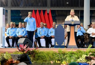 Presiden Prabowo Subianto dalam acara Puncak Pekan Nasional Petani Nelayan XVII Tahun 2026 di Kabupaten Gorontalo.