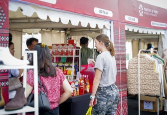 Stand UMKM lokal di ASEAN Plus Cadet Sail 2026 Belawan, Medan