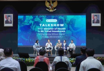 Menkes Budi Gunadi Sadikin dalam talkshow di gedung Kemenkes, Jakarta, Kamis (15/1)