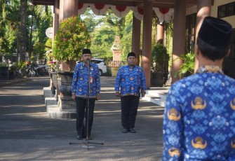 Pegawai lingkup Setda Trenggalek saat menggelar upacara dalam rangka memperingati Hari lahirnya Pancasila, tahun 2026