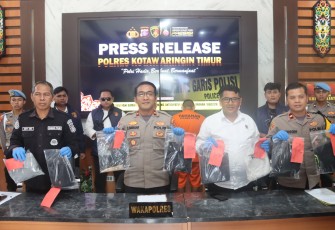 Polres Kotawaringin Timur menggelar konferensi pers terkait pengungkapan perkara dugaan pembunuhan
