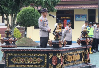 Kapolres Oku Timur Pimpin Langsung Kegiatan Apel Pelaksanaan Program BELIDA Polda Sumsel
