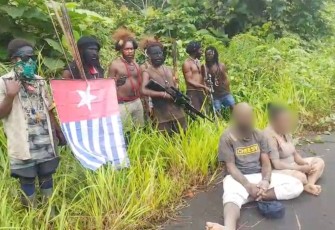 Kelompok bersenjata OPM pimpinan Kopitua Heluka (Danops Kodap Yahukimo) di sekitar Jalan Trans Papua, Distrik Seradala, Kabupaten Yahukimo, Senin (20/7/2026).
