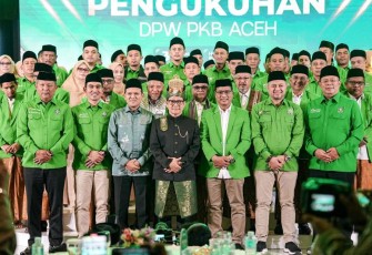 Foto bersama pengukuhan DPW PKB Aceh periode 2026-2031 di Banda Aceh, Selasa (31/3)