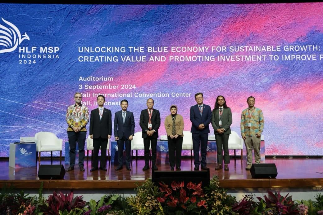 Peserta diskusi sesi paralel tematik "Unlocking the Blue Economy for Sustainable Growth" pada High-Level Forum on Multi-Stakeholder Partnerships (HLF MSP) 2024, Selasa (2/9/2024) di Nusa Dua Bali. (Foto: Bappenas)