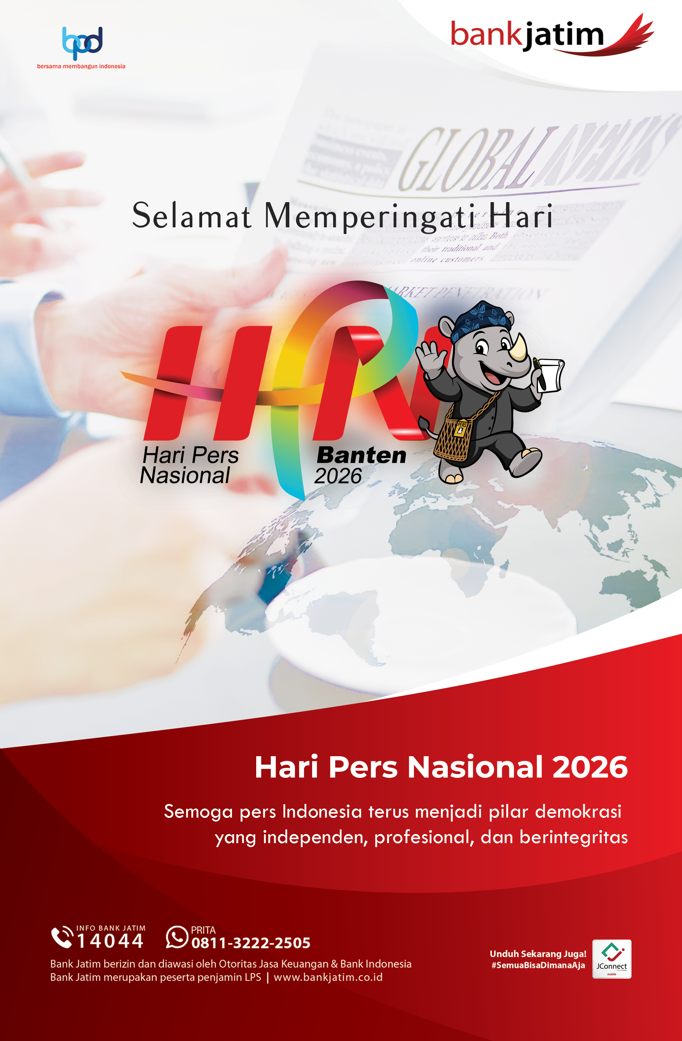 Bank Jatim Mengucapkan Selamat Hari Pers Nasional 2026