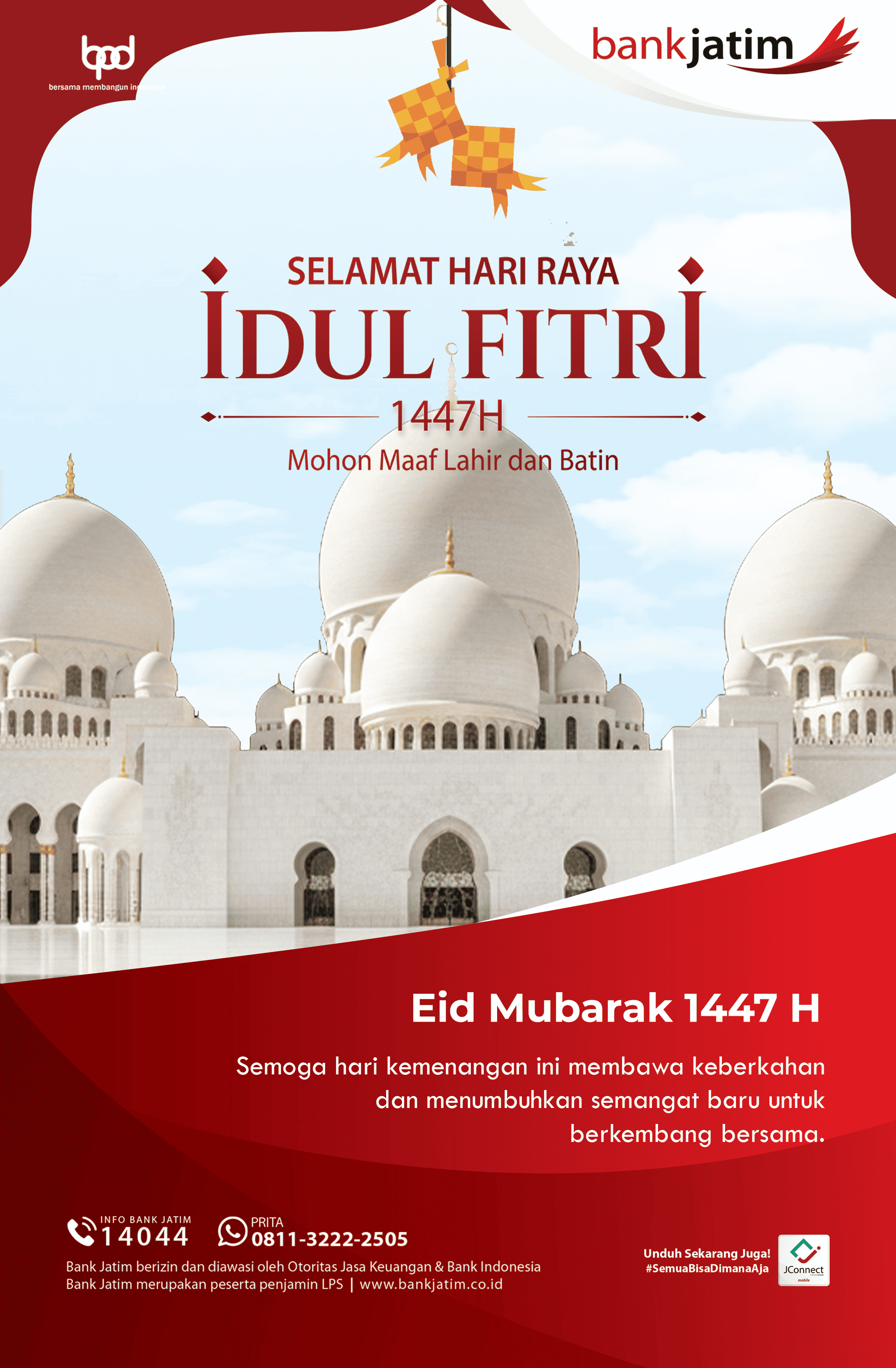 Bank Jatim Mengucapkan Selamat Hari Raya Idulfitri 1447 H.