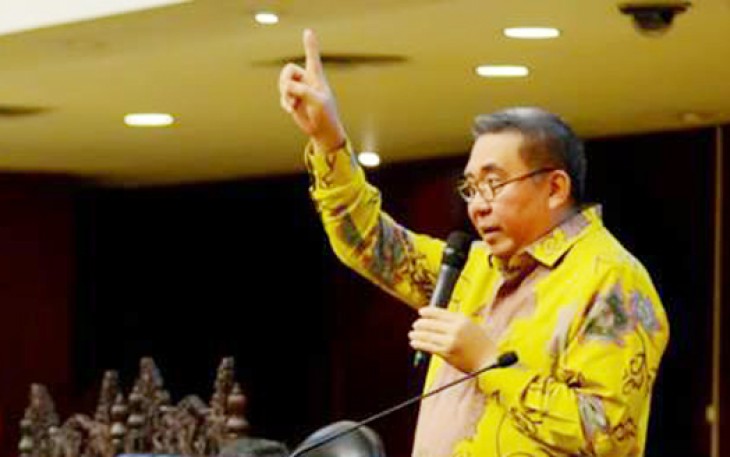 Gubernur Ridwan Mukti saat diskusi sosialisasi 4 pilar kebangsaan, good governance, dan pencegahan korupsi di Gedung Nusantara V, DPR RI Jakarta Pusat, Senin (06/03/2017).
