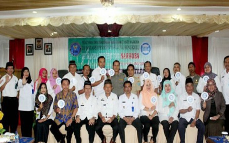 Pelatihan dan Pembinaan Masyarakat Anti Narkoba untuk Instansi Pemerintah Kota Bengkulu bertempat Hotel Raffles City, Pantai Panjang Kota Bengkulu, Rabu (26/4).