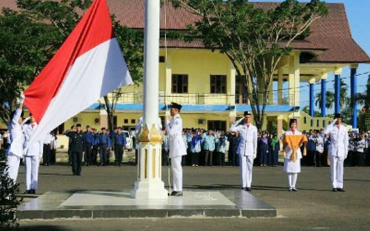 Upacara Hari Kebangkitan Nasional (Harkitnas) ke 109 di Halaman Kantor Walikota, Senin (22/5). 