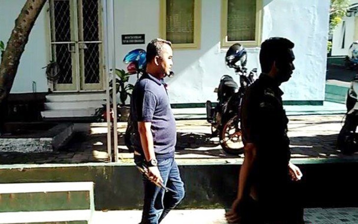Rico Kadafi saat tiba di Kantor Kejati Bengkulu 