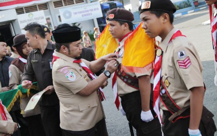 Apel besar peringatan Hari Pramuka ke 55 di halaman Kantor Walikota, Selasa (30/08/2016)