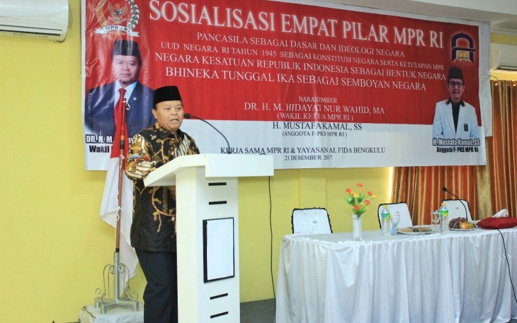 Wakil Ketua MPR RI Hidayat Nur Wahid dalam acara sosialisasi 4 pilar kebangsaan.