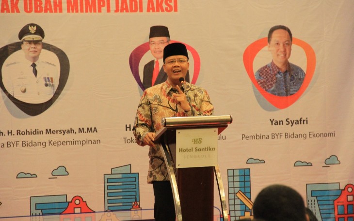Plt Gubernur Rohidin Mersyah launching Komunitas Bengkulu Youth Forum (BYF) di Santika Hotel